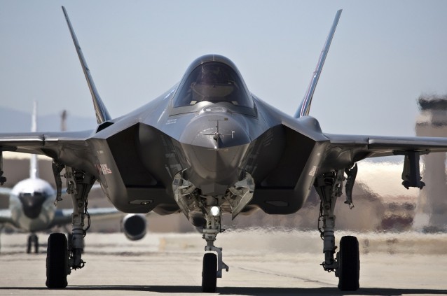 An F-35 Joint Strike Fighter in its natural habitat: on the ground